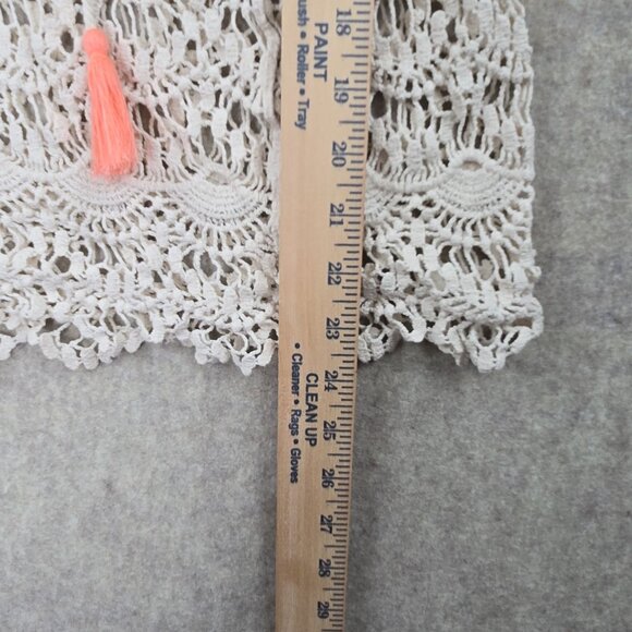 Rue21 Womens XL Crochet Lace Blouse Ivory Tassel Accent Semi-Sheer Boho Style - Picture 6 of 7